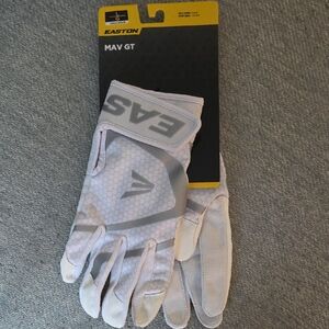 Easton MAV GT Men's Batting Gloves - White and Gray